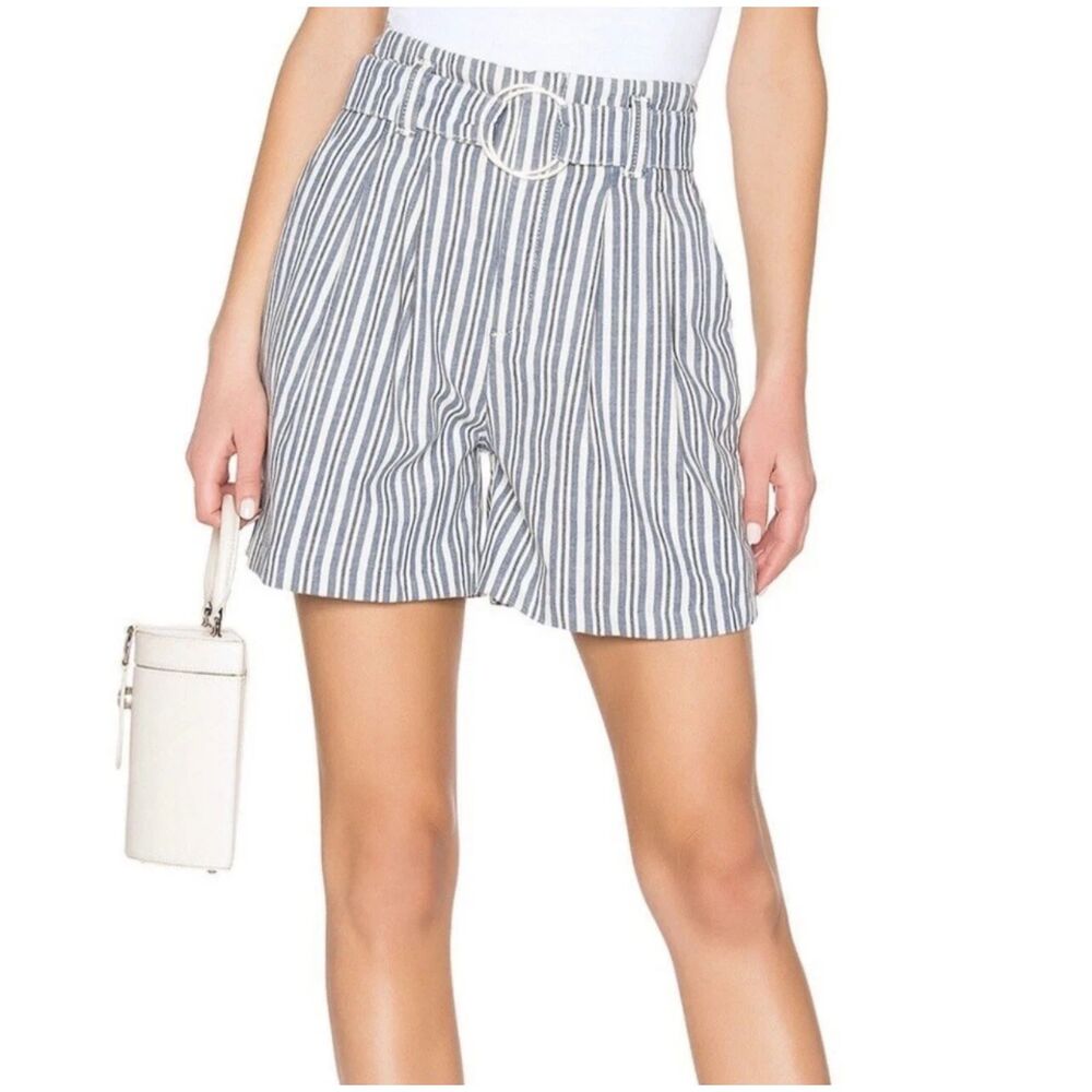 Free People Indigo Stripe Utility Shorts Womens Size 8 Pockets NEW W Tags
